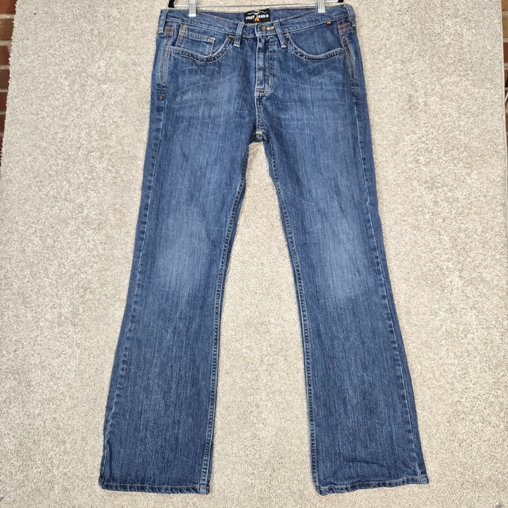 Cody James FR Jeans Mens 34x34 Blue Bootcut Stretch Flame Resistant